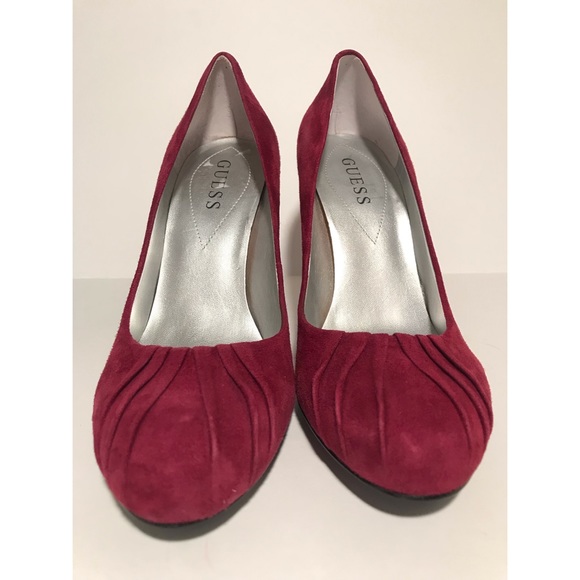 GUESS Burgundy Genuine Leather Suede Sz. 8 - Picture 3 of 8